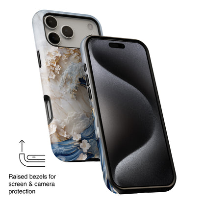 The Great Wave Floral Marble Theme Design 2 iPhone Case