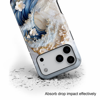 The Great Wave Floral Marble Theme Design 2 iPhone Case