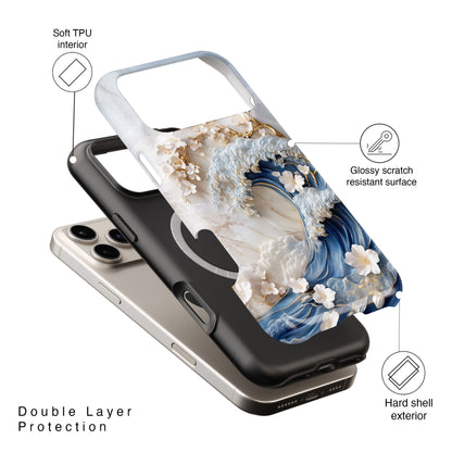 The Great Wave Floral Marble Theme Design 2 iPhone Case