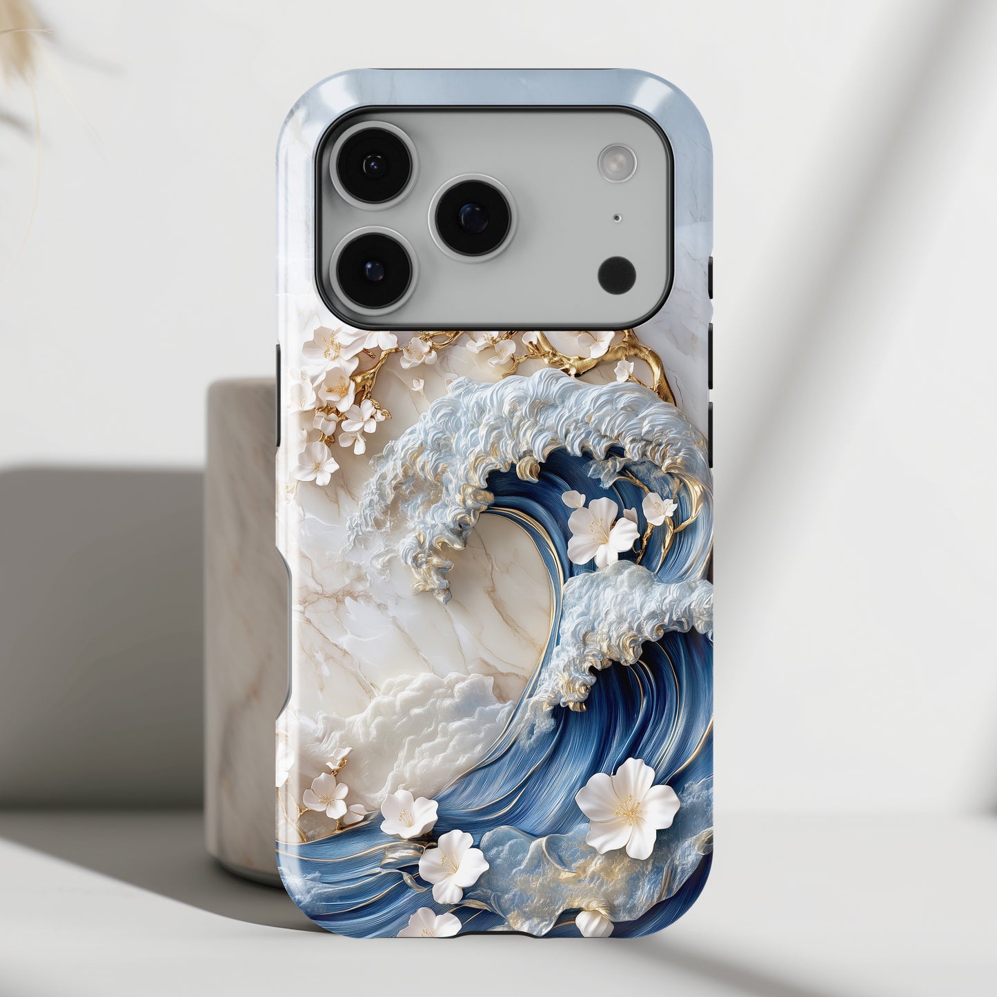 The Great Wave Floral Marble Theme Design 2 iPhone Case