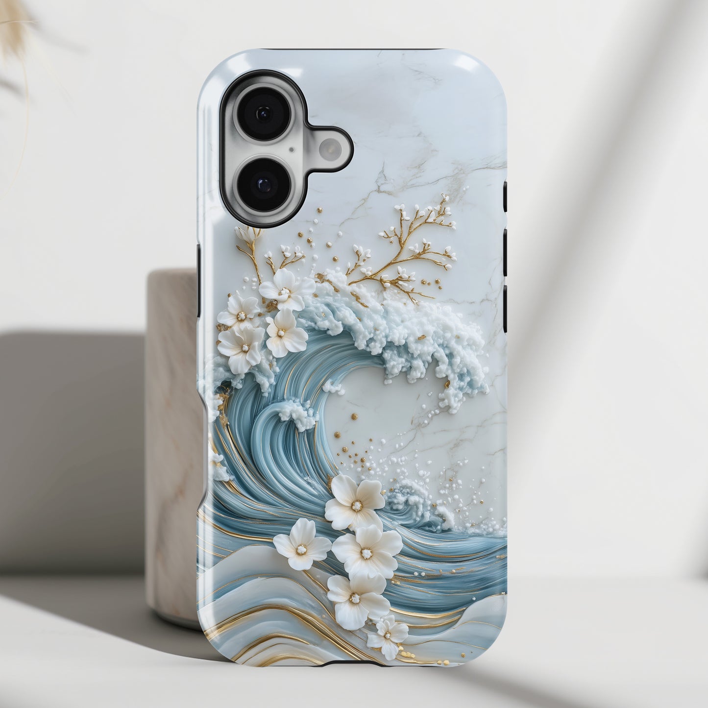 The Great Wave Floral Marble Theme Design 1 iPhone Case