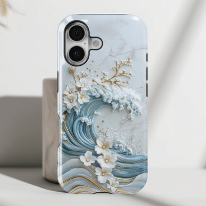 The Great Wave Floral Marble Theme Design 1 iPhone Case