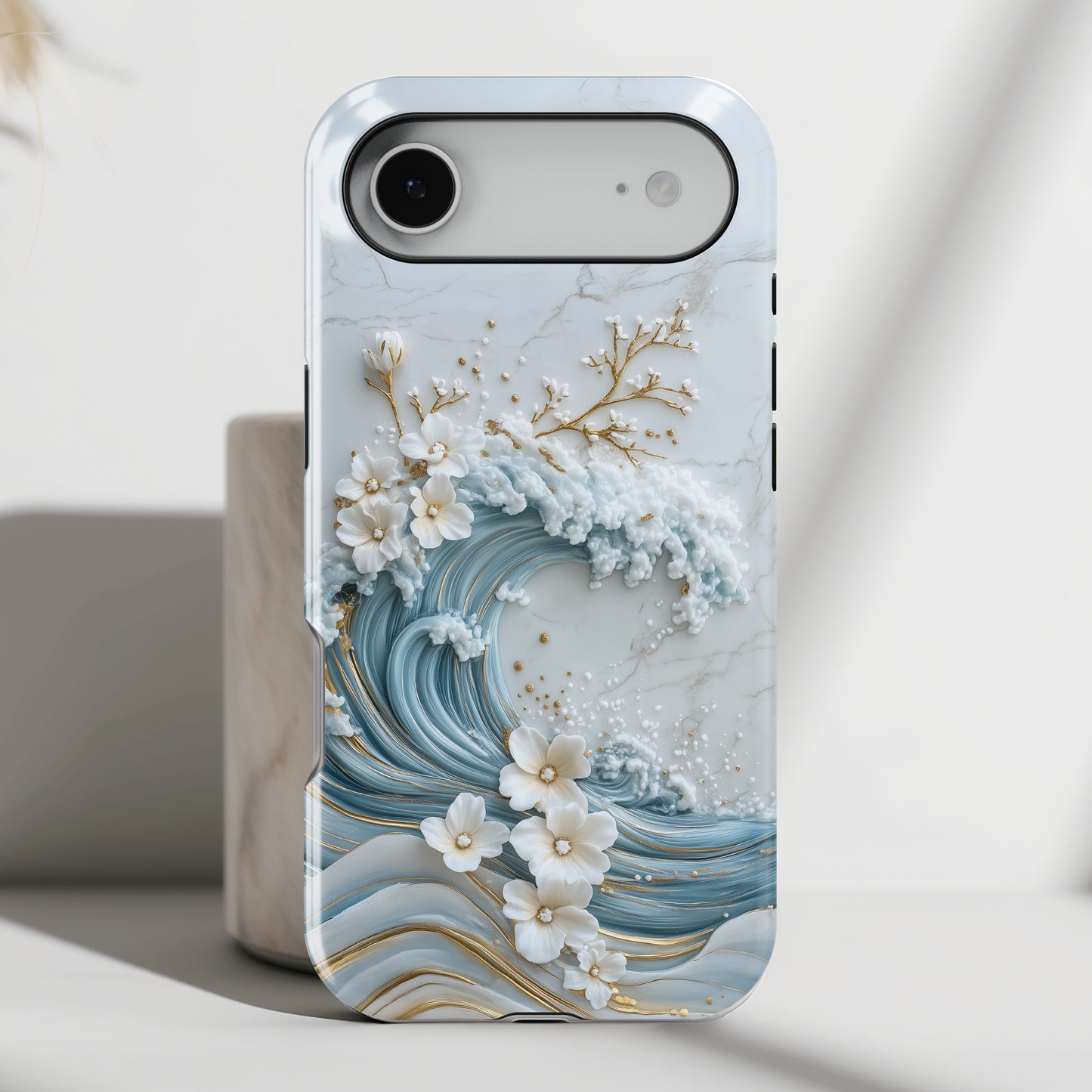 The Great Wave Floral Marble Theme Design 1 iPhone Case