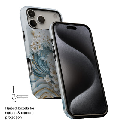 The Great Wave Floral Marble Theme Design 1 iPhone Case