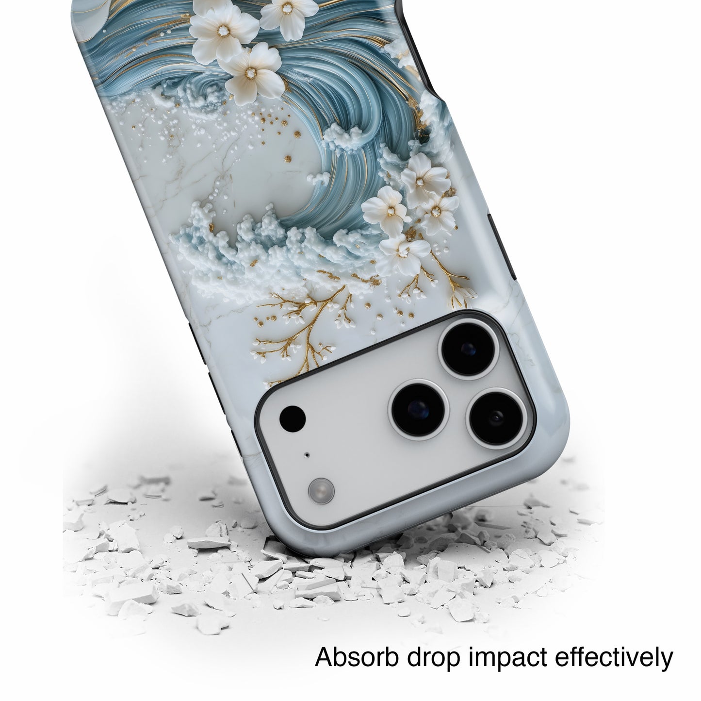 The Great Wave Floral Marble Theme Design 1 iPhone Case