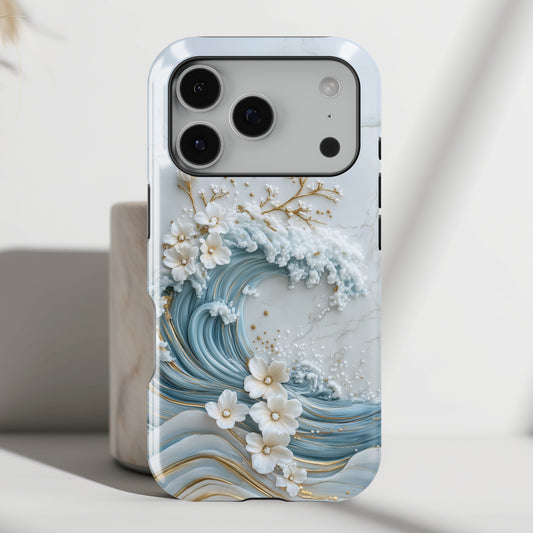 The Great Wave Floral Marble Theme Design 1 iPhone Case