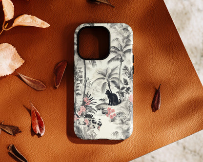 Toile de Jouy Tropical Cat Design iPhone Case