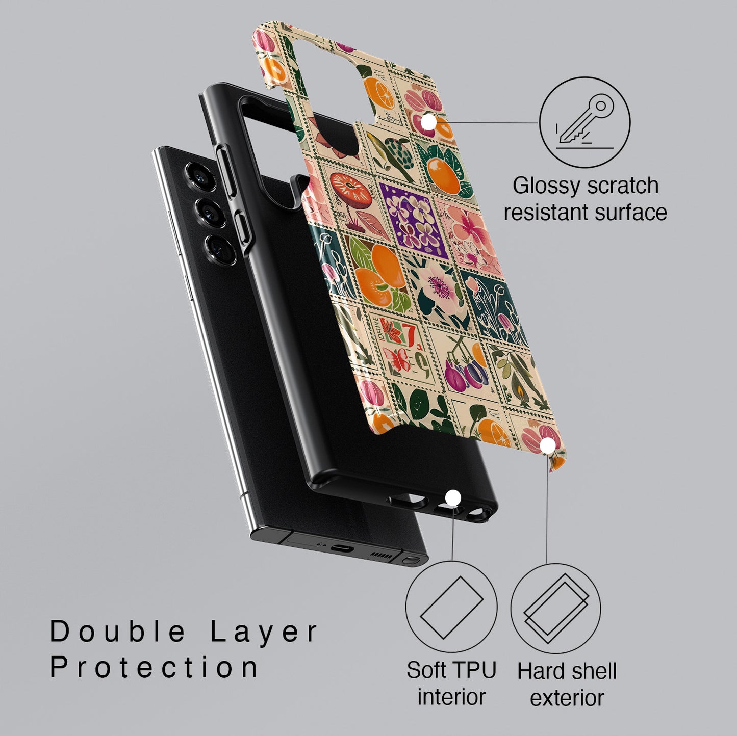 Vintage Stamps Collage Design Case for Galaxy S series Phones