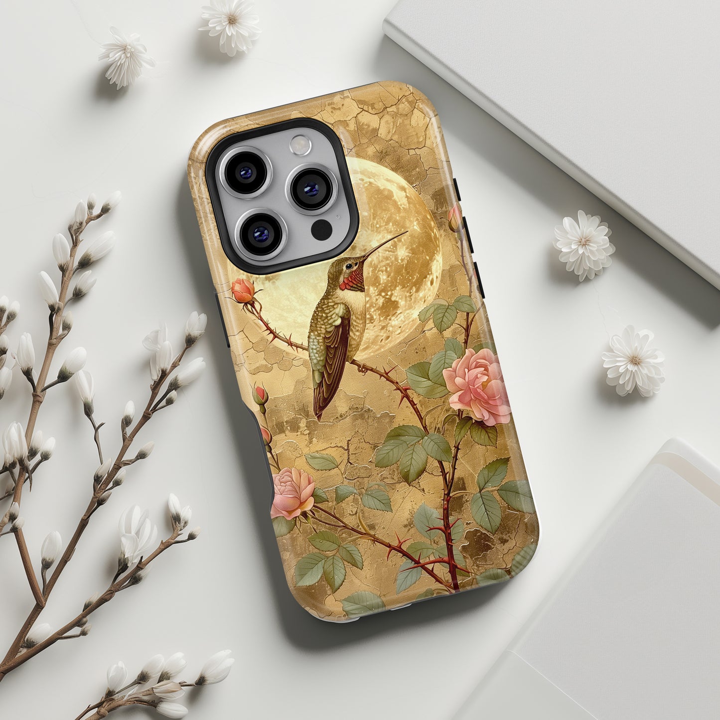 Vintage Grunge Hummingbird Design iPhone Case