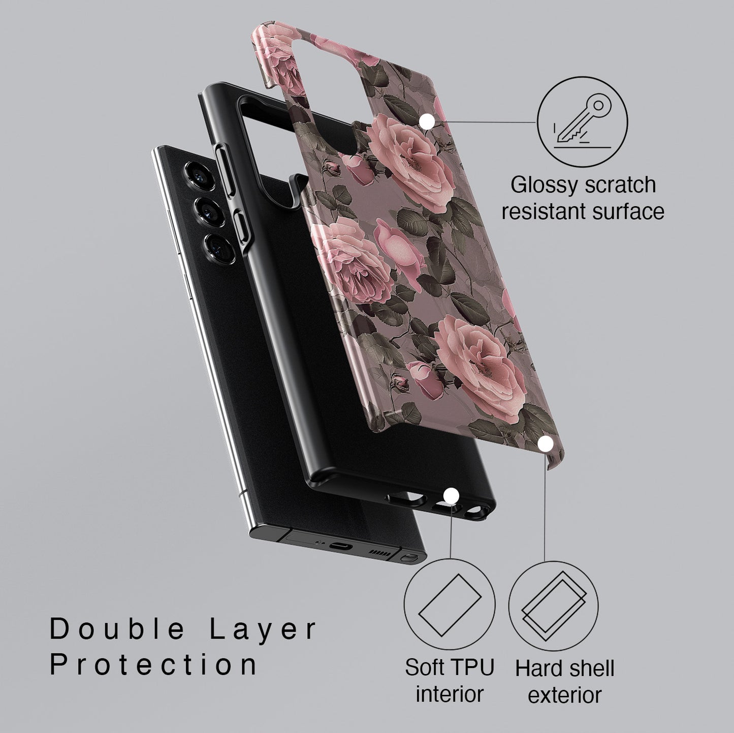 Vintage Style Rose Pattern Design Samsung Phone Case