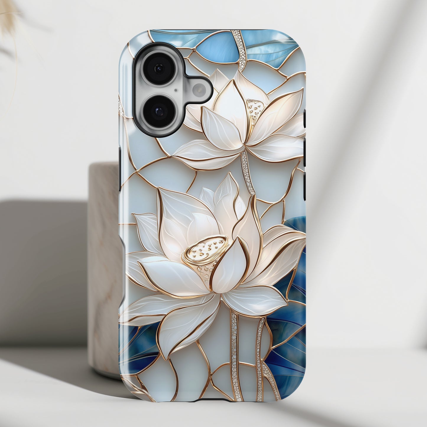 White Lotus Stained Glass Design 1 Print iPhone Case