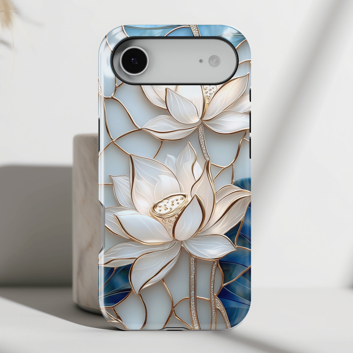 White Lotus Stained Glass Design 1 Print iPhone Case