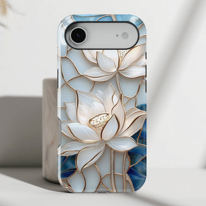 White Lotus Stained Glass Design 1 Print iPhone Case