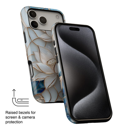 White Lotus Stained Glass Design 1 Print iPhone Case