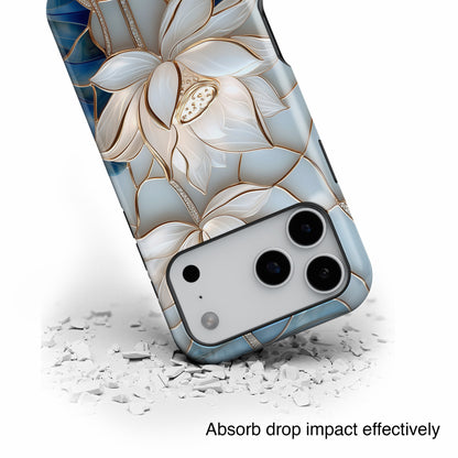 White Lotus Stained Glass Design 1 Print iPhone Case