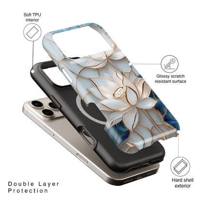 White Lotus Stained Glass Design 1 Print iPhone Case
