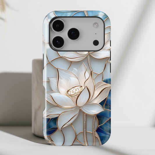 White Lotus Stained Glass Design 1 Print iPhone Case