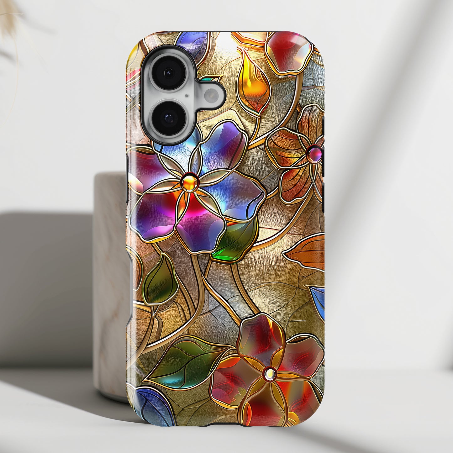 Wild Flowers Stained Glass Design iPhone Case