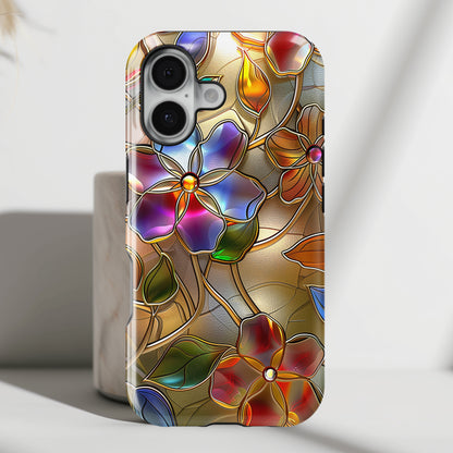 Wild Flowers Stained Glass Design iPhone Case