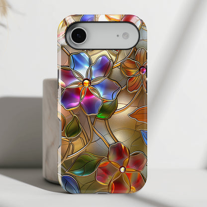 Wild Flowers Stained Glass Design iPhone Case