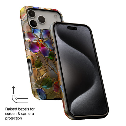 Wild Flowers Stained Glass Design iPhone Case