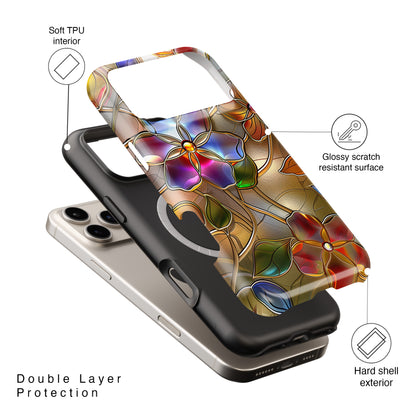 Wild Flowers Stained Glass Design iPhone Case