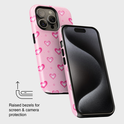 Y2K Hearts Pattern Design iPhone Case